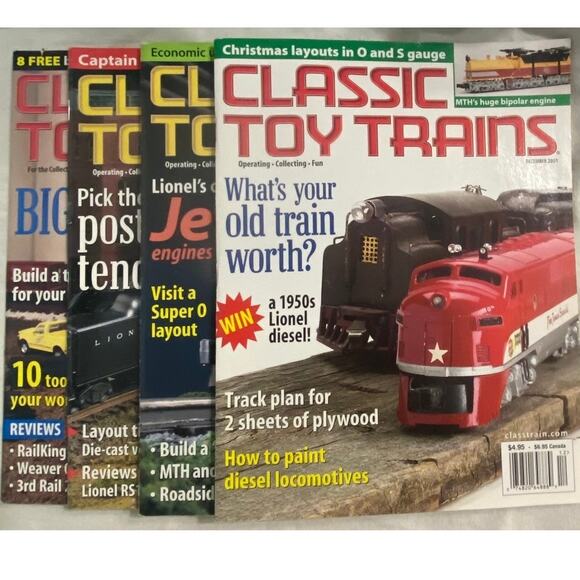 Vtg Lot 4 Classic Toy Trains Jul Sept Nov Dec 2001 Magazine Track Layout Rail - Picture 1 of 11